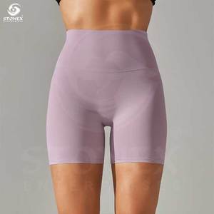 Pantalones cortos de mujer personalizados sin costuras de cintura alta Tie Dye estampado Control de barriga compresión deportes Biker Yoga Shorts - Product Image 6
