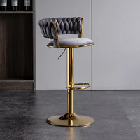 Chaise de Bar Nordique Comptoir Meubles En Métal Velours Pivotant En Cuir Haute Or Moderne De Luxe Tabouret De Cuisine Chaises De Bar pour Table De Bar