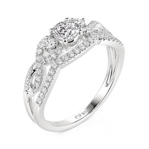 Bague de fiançailles Jeulia à double rangée torsadée avec trois pierres rondes en diamant - Product Image 2