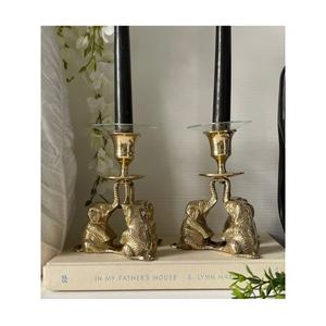New Latest Designer Home Table Top <b>Candle</b> <b>Holder</b> <b>Candle</b> Stand Made Of Brass <b>Elephant</b> Pair <b>Candle</b> Stand For Lighting Accessories - Product Image 1