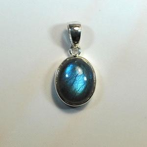 Pendentif vintage en labradorite en argent sterling 925 avec sertissage clos plaqué or, bijou de fiançailles, cadeau - Product Image 1
