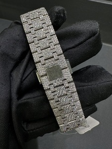 Montre mécanique automatique unisexe en acier inoxydable plaqué argent avec diamant moissanite, sport élégante, 41 mm, hip hop, antique, luxe - Product Image 4