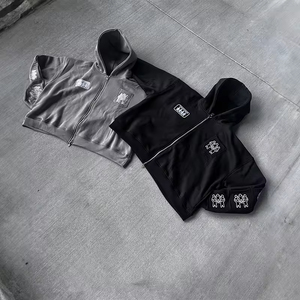 Survêtement pour homme en coton 100% surdimensionné, design décontracté et lourd, avec un style streetwear délavé au soleil et broderie personnalisée pour l'hiver - Product Image 2