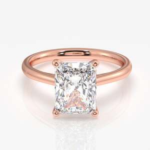 Anillo de Compromiso Solitario Pequeño con Diamante Cultivado en Laboratorio de Corte Radiante en Oro de 9k - Product Image 6
