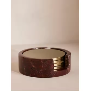 Nouveaux sous-verres ronds en métal plaqué or écologiques classiques, accessoires de décoration pour la maison et le bureau, Impex - Product Image 1