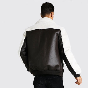 Genuine Leather Bomber <b>Jacket</b> With Faux Fur Lining Zipper Closure Winter Moto Biker Style Thick Regular <b>Fit</b> Leather <b>Jacket</b> - Product Image 2