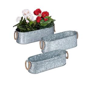Maceta clásica de metal con acabado galvanizado con mangos de madera para el hogar, jardín al aire libre, jardineras decorativas - Product Image 6