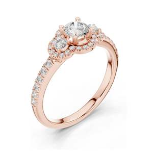 Bague halo en diamant de laboratoire rond brillant de 0,95 carat pour femme, clarté VVS-VS EF, or 18 carats, 14 carats, 10 carats et argent 925, rose - Product Image 4