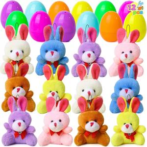 Set de Huevos de Pascua y Conejitos de Peluche, Regalo <span class=keywords><strong>Sorpresa</strong></span> para Niños, Relleno para Canastas, Artículos para la Caza de Huevos, Recuerdos para Fiestas, Decoración para Pascua - Product Image 1