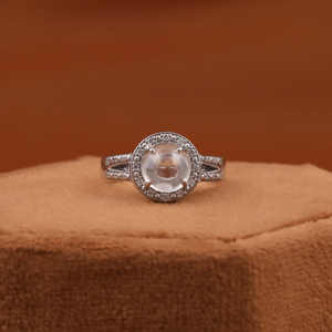 Cabochon Halo personnalisé en or massif 14K cultivé en laboratoire bague de fiançailles taille ronde partenaire parfait bague de mariage en diamant certificat IGI - Product Image 5