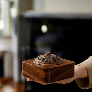 Brûleur d'encens en bois de santal écologique artisanal, forme carrée, pour la maison, Bakhoor, outil de table, base solide, utilisation au bureau en Inde - Product Image 6