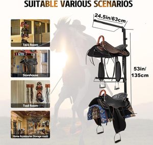 Wholesale ODM/OEM Adjustable 4-Way Horse <b>Saddle</b> Stand Alloy Metal Black Custom Logo Equestrian Accessories Model TI-0365 - Product Image 4