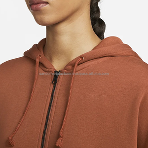Sweats de gym à capuche pour femmes de haute qualité avec pull à glissière en jean pour l'hiver en gros - Product Image 3