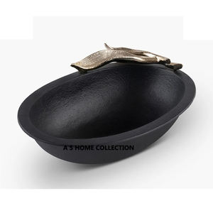 Cuencos decorativos de hoja de latón para mesa de boda con bandeja de acero inoxidable para decoración Tema de lujo estilo europeo frutero seco - Product Image 6