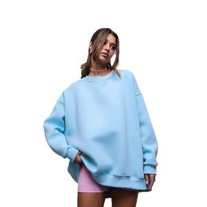 Sudadera con capucha de manga larga de algodón puro para mujer suelta Color sólido hombro gota Otoño Invierno nuevo estilo cómodo Casual sudadera - Product Image 5