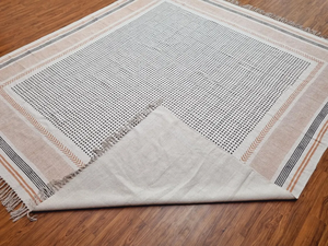 Alfombra Bohemia ecológica Flatweave, alfombras de algodón con estampado de bloques tejidas a mano, alfombra para sala de estar - Product Image 4