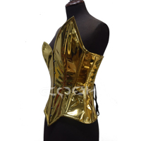 Haut de corset en PVC doré avec bonnet asymétrique