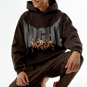 Venta al por mayor de Sudadera con capucha de gran tamaño de los hombres de la caída del hombro de peso pesado pulóver logotipo personalizado en blanco Streetwear sudadera - Product Image 4