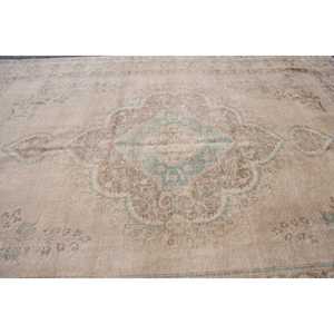 Tapis de 9,6 x 12,8 pieds, tapis turc vintage, tapis à pois marron et bleu - Product Image 4