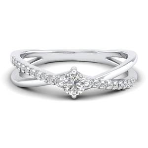 REYES Bague de fiançailles élégante en moissanite 0.35 carats or jaune 14 carats avec bijoux de mariage en argent sterling 925 pour femme - Product Image 5