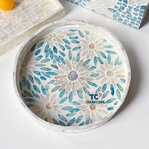 Plateaux ronds de luxe en nacre, plateaux de Table Gor, plateau de service décoratif haut de gamme pour la maison - Product Image 5