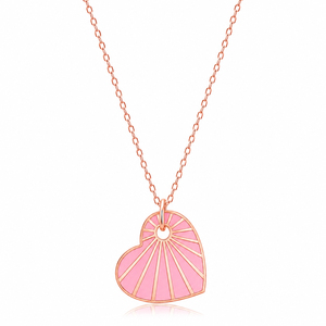 Pendentif en émail rose en forme de cœur, artisanal, fabriqué en Turquie, vente en gros, bijoux en argent sterling 925 - Product Image 3