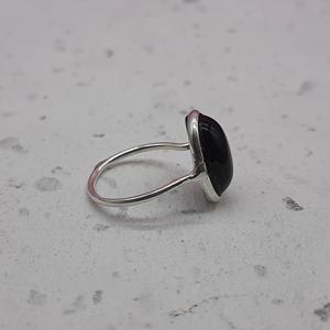 แหวนเงินโบฮีเมียนสเตอร์925ช่างฝีมือทำด้วยพลอยโอนิกซ์สีดำขอบเพชรเครื่องประดับธรรมชาติงดงาม - Product Image 3