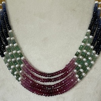 Collier de perles de 4 mm en émeraude naturelle, rubis, saphir et perle d'eau douce, perles fines, tendance, design de mode pour femmes, nouveaux bijoux