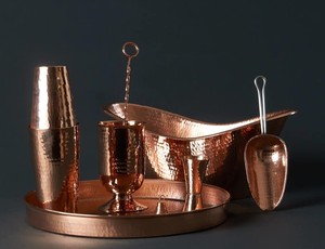 Premium Quality Professional Bartender Hammered Stainless Steel <b>Bar</b> <b>Tool</b> Set with Copper Finish - Product Image 4