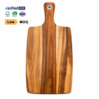Planche à découper en bois d'acacia massif avec poignée et trou en acier inoxydable pour la préparation de la viande et des légumes en cuisine