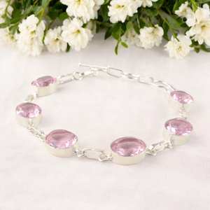 Bracelet de charme tennis en zircon rose fait à la main en argent sterling 925, bijoux simples, classiques et luxueux pour femmes, cadeau d'anniversaire - Product Image 1