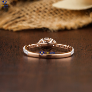 0.72 TDW Marquise & รอบตัดแหวนเพชร18K โรสโกลด์ปูหิน cvd/hpht Diamond Lab - Product Image 4