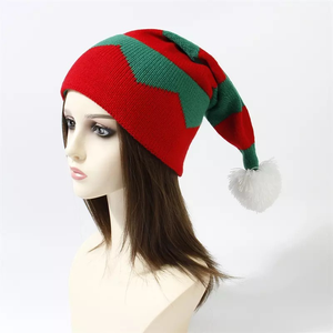 Bonnets d'hiver Offre Spéciale Père Noël Bonnet tricoté Jacquard Adulte Hiver Personnalisé Bonnet de Noël tricoté avec Pom Pom - Product Image 1