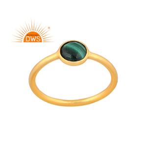 Anillo apilable de piedras preciosas de malaquita natural chapado en oro de 18 quilates de plata esterlina más vendido, fabricante de joyería fina Demi - Product Image 1
