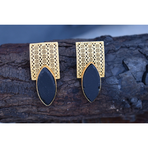 ต่างหูเม็ดเดี่ยวสำหรับผู้หญิงและหญิง,ต่างหูห่วงหินทำมือเคลือบสีทองแฟชั่นสวยๆ - Product Image 6