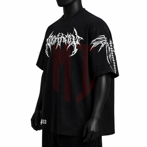 T-shirt pour homme, t-shirt graphique streetwear, coupe ample, manches courtes, tee-shirt urbain avec imprimé gothique, fabricant de mode OEM - Product Image 3