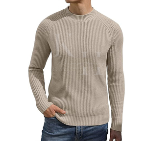 Suéter de mezcla de lana de manga larga ajustado para hombre, Top de punto ligero de avión de día de clima fresco para invierno - Product Image 1