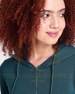 Sudadera con Capucha de Algodón Tejido Casual para Mujer, Sudadera con Capucha de Manga Larga para Otoño e Invierno, Sudadera Deportiva Bordada con Cierre Abierto - Product Image 3