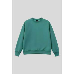 Tommylife Toptan Sudadera básica oversize de cuello redondo para mujer en verde marino - 97053 - Negro - Product Image 2