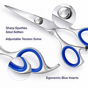 กรรไกรตัดผมแบบออฟเซ็ตขนาด 6.2 นิ้ว สแตนเลสสตีล สำหรับมืออาชีพ ร้านเสริมสวย ช่างตัดผม ดีไซน์ด้ามจับตามหลักสรีรศาสตร์ ใบมีดคม OEM - Product Image 2