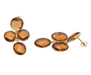 Boucles d'oreilles rondes en argent Sterling 925 avec pierres précieuses de Quartz de bière, nouvel arrivage - Product Image 1