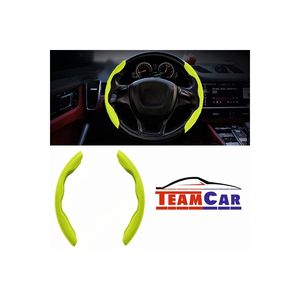Cubierta antideslizante para volante deportivo amarillo fósforo automático compatible con todos los vehículos - Product Image 2