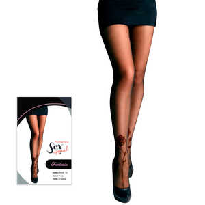 Collant Floreale Rosa Stampato per Donna Taglia XL, Calze Opache Sottili in Nylon Spandex con Stampa Digitale Fantasia Modello 9416-10 - Product Image 1