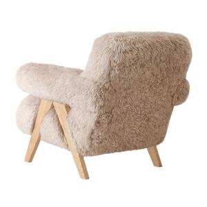 Sillón de Salón HEC de Lujo, Diseño Mid-Century, Tapizado en Piel de Oveja Jakob, Moderno, con Forro de Piel de Oveja, para Decoración del Hogar, Sala de Estar - Product Image 6