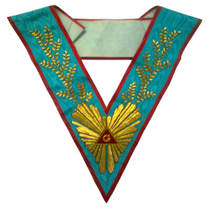 Prix de gros collier d'officier maçonnique bleu avec or brodé à la main de qualité supérieure collier d'officier brodé personnalisé - Product Image 2