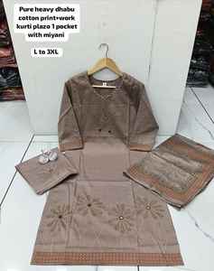 Ensemble Kurti et pantalon pour femme, style indien ethnique tendance, en coton, avec motif imprimé traditionnel, pour mariage, fête, vente en gros - Product Image 2