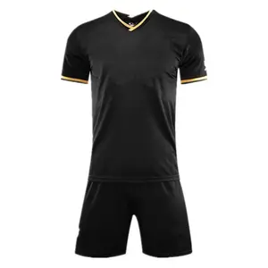 定制足球球衣套装制服黑色黄色红色白色蓝色t恤散装定制足球球衣出售