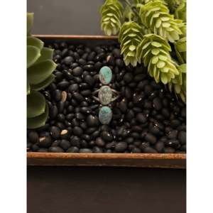 Dave Skeets Mixed Turquoise & Sterling <b>Silver</b> <b>Statement</b> <b>Ring</b> Size 8.75 Bezel Setting Inlay Rhodium Plated for Everyday Wear - Product Image 1