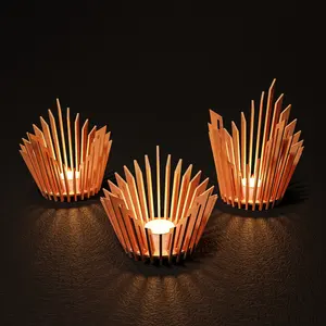Portavelas de madera hecho a mano, diseño elegante y elegante, busca espacios para el hogar y la Oficina para el Día de San Valentín a precio mayorista - Product Image 4