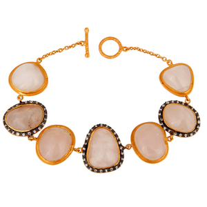 Quartz Gemstone <b>Bracelet</b> <b>Chain</b> <b>Bracelet</b> Jewelry Supplier Gold Plated 925 <b>Silver</b> Hot Sale CZ Rose 24 Carat Trendy Women's Round - Product Image 3